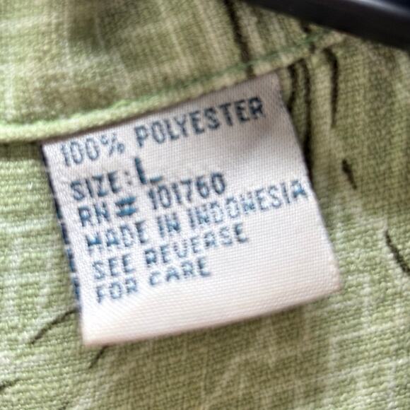 Island Shores Mens Size Large Green Hawaiian Floral Button Up Short Sleeve Shirt - Picture 5 of 5